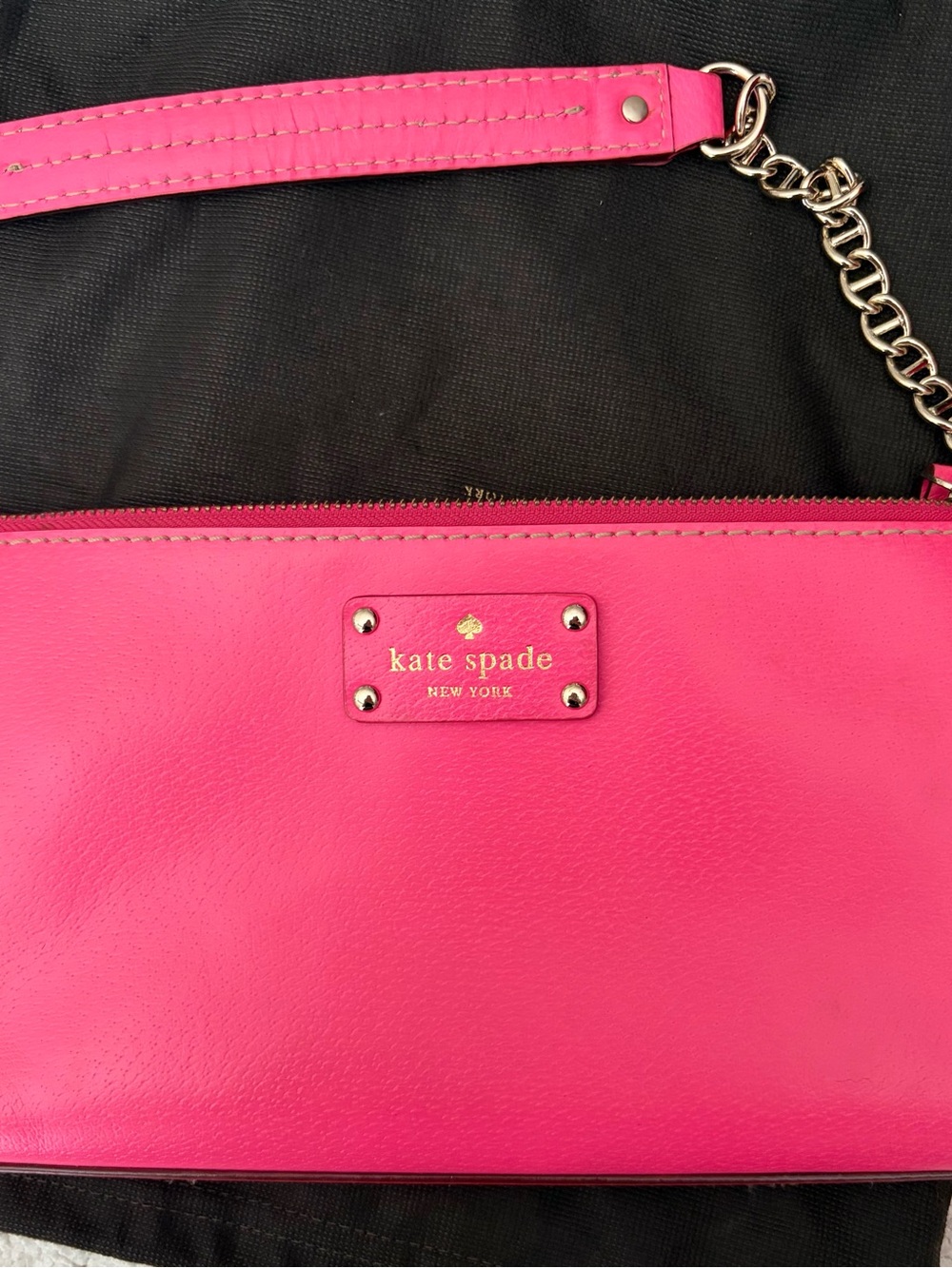 kate spade Hot Pink Leather Shoulder Bag with Gold Chain